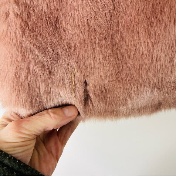 A New Day pink faux fur big collar cropped coat jacket XS - Picture 4 of 7